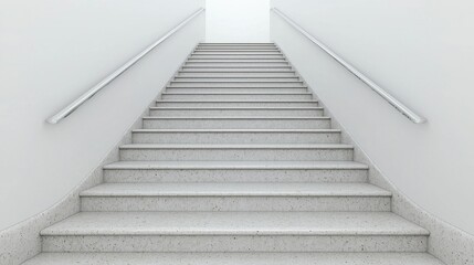 Fototapeta premium Modern Staircase Leading to Bright Top Floor in Minimalist Interior Space with Clean Lines and Soft Lighting for Contemporary Architecture Concepts