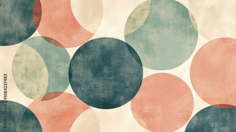 Poster simple layered circles in faded colors, creating a soft, overlapping pattern.