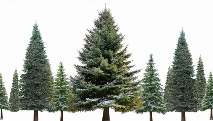 Fototapeta premium Abstract Christmas trees - transparent background. Panoramic banner. PNG illustration