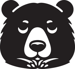 Sleeping Bear eyes closed peacefully with subtle curves for snoring vector silhouette design