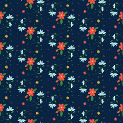 Floral  flat design dark blue background