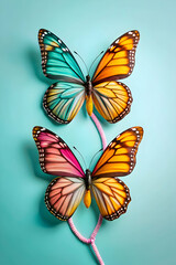 Obraz premium Vector of two intertwined butterflies in flight isolated on white background. concept as A delicate vector illustration of two butterflies intertwined while flying symbolizing transformation and unity