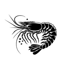 Shrimp silhouette isolated on white background.