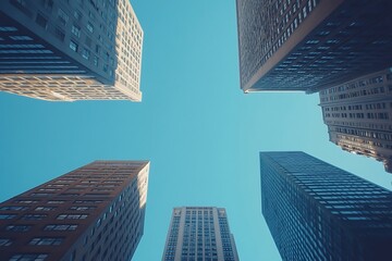 Fototapeta premium Modern Architecture Minimalist Cityscape - Upward View