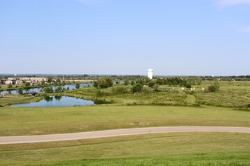 Fototapeta premium The peaceful lake in the country on a sunny day.