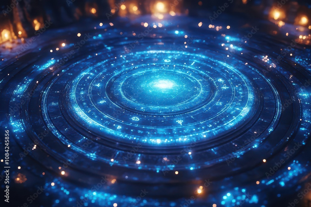 Wall mural celestial representation of enchanting zodiac signs floating within a mystical universe, surrounded 