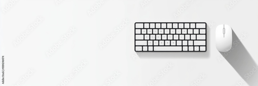 Poster a white keyboard and mouse are placed neatly on a light surface, showcasing a minimalist design idea