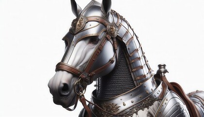 medieval war horse on white background