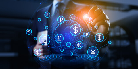 Global Currency Exchange and Financial Transactions as Business and Technology Concept.
