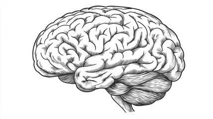 Fototapeta premium Detailed Anatomy of the Human Brain - Line Art Illustration
