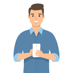 Portrait of a man holding a mobile phone