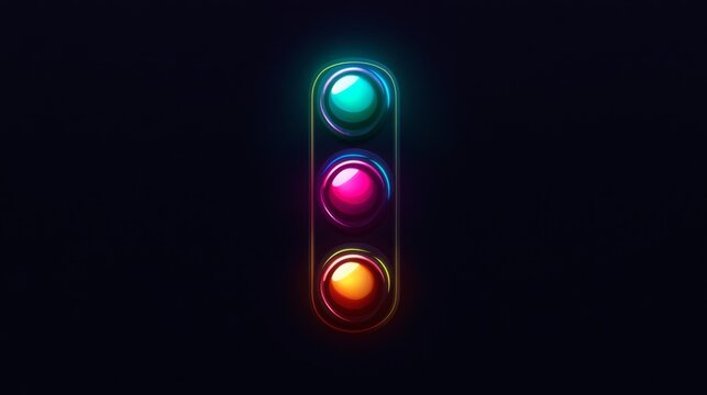 Neon Traffic Light: Abstract Minimalist Design