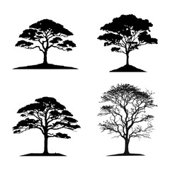 Tree silhouettes vector on white background.