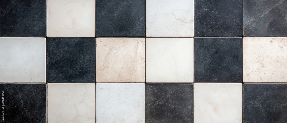 Poster a textured pattern of black and white tiles creating a modern aesthetic.