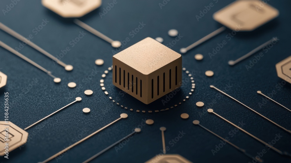 Poster a close-up view of a central processing unit (cpu) on a circuit board, showcasing intricate connecti