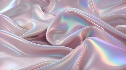 Obraz premium Hologram wavy fabric. Futuristic abstract glossy shiny metallic hologram background.
