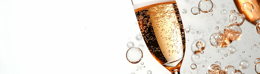 Fototapeta premium Elegant champagne tower with floating bubbles isolated on white background. concept as A sophisticated vector of an elegant champagne tower accompanied by floating bubbles symbolizing luxury and celeb