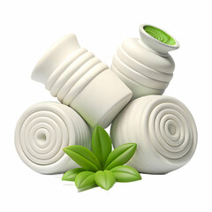 Plain background with arranged detox wraps and herbal compresses copy space above. concept as Clean plain background showcasing neatly arranged detox wraps and herbal compresses representing purificat