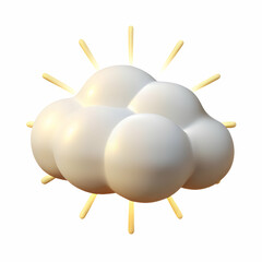 Vector of a cloud with rays of light emerging isolated on white background. concept as A simple vector illustration of a cloud with rays of light emanating from behind symbolizing revelation and divin