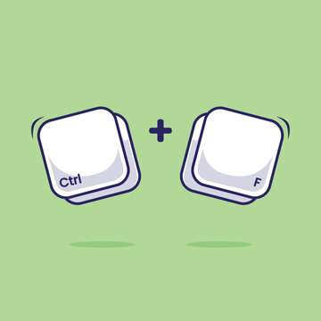 Computer keyboard combination icon, mascot, symbol Ctrl F shortcut illustration. Work efficient innovation technology on computer program