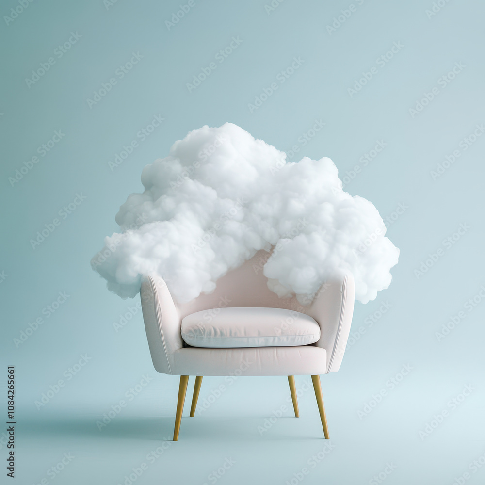 Aufkleber dreamlike chair formed from soft clouds, creating whimsical and serene atmosphere. this unique desig