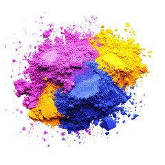 Fototapeta premium Vibrant colored powders in a dynamic arrangement for artistic projects., isolated on a transparent background.