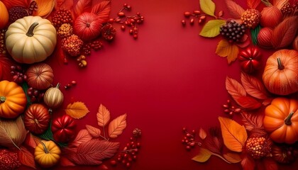 Fototapeta premium thanksgiving day concept with space for text on bright background, autumn and vegetables