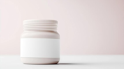 Blank jar packaging with wrap around label, floating in mid-air, matte finish, perfect for natural product branding, creative and eye-catching display