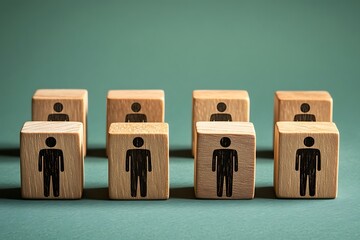Social Distancing Concept with Wooden Blocks and Human Figures.