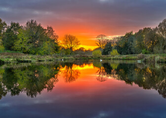 Sunset Over Kingfisher Pool, Warwickshire 