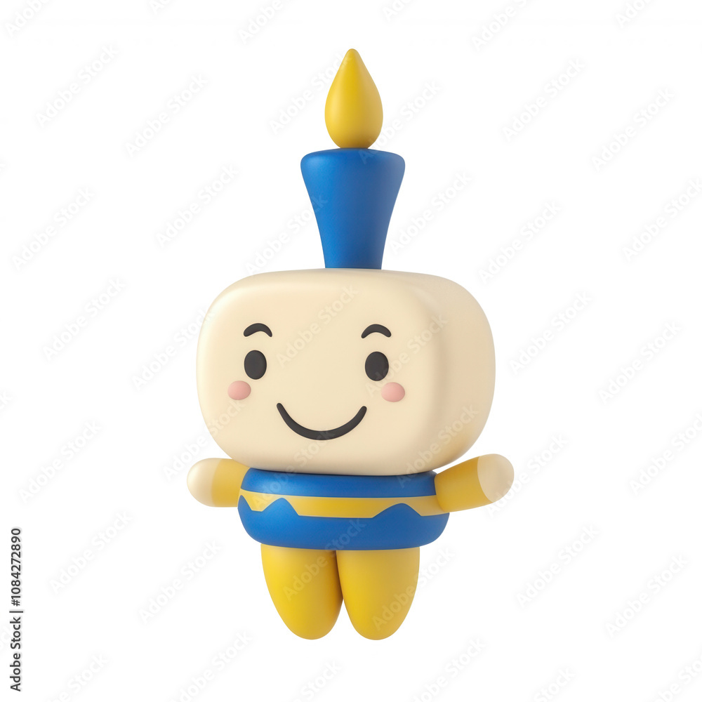 Poster a cute character figure with a smiling face and playful design, ideal for creative projects., isolat