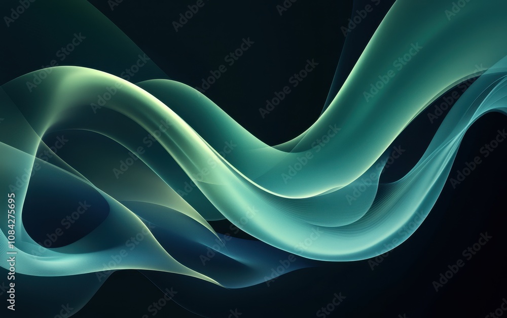 Poster sleek and abstract wave patterns on a dark background for modern design and art projects, ideal for 