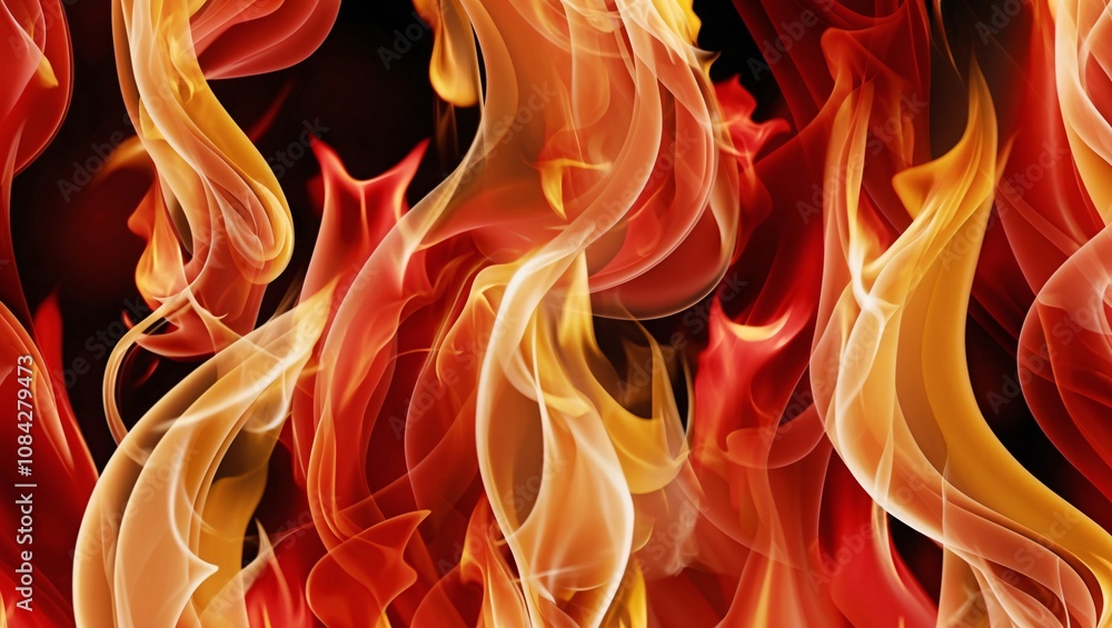 Poster abstract textured flame swirls with vivid patterns in bright red, orange, and yellow colors for dyna