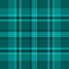 Manufacture pattern seamless tartan, wedding vector plaid background. Diagonal check textile texture fabric in teal and dark cyan colors.