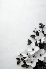 Elegant Monochrome Floral Arrangement on Textured Background - Stylish Minimalist Design for Weddings and Luxury Branding
