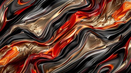 Wallpaper Abstract red and gold liquid texture resembling a luxurious marble effect