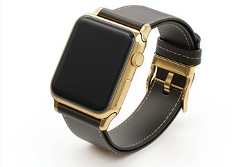 Elegant Luxury Smartwatch with Golden Frame and Leather Strap Perfect for Fashionable Individuals Seeking Style and Functionality