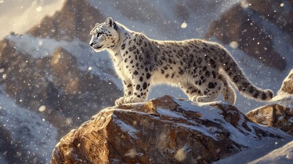 Obraz premium Snow Leopard in the Mountains