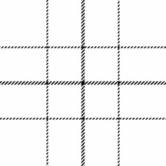 Fototapeta premium Panjabi texture textile pattern, plank tartan vector seamless. 60s check plaid background fabric in white and black colors.