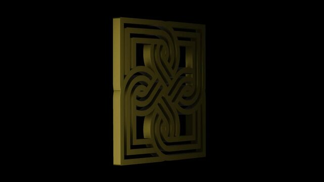 celtic knot georgian style on transparent background animation. 4K footage. 