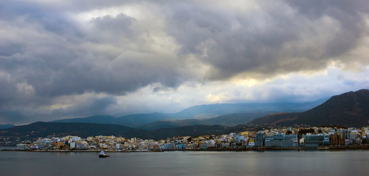 view of the port crete, greece
