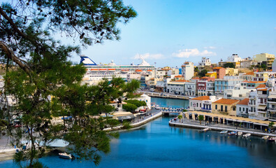 view of the port crete, greece