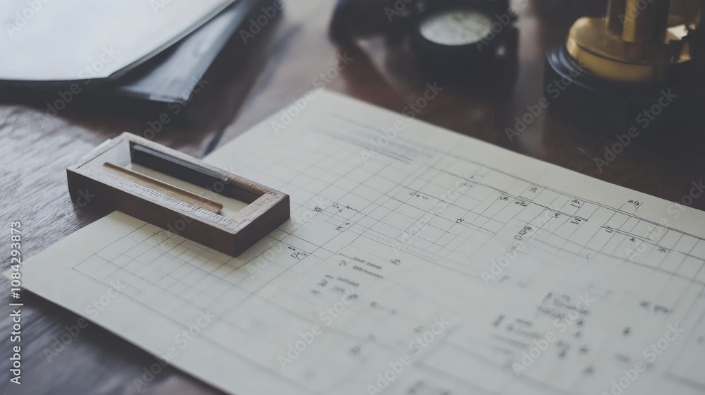 Poster design project planning office desk document overview creative workspace top-down angle architectura