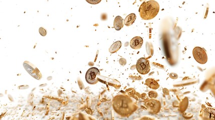 Dynamic Flow of Bitcoin Coins Representing Digital Currency Wealth and Investment Opportunities in a Modern Financial Landscape