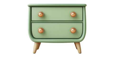 Green retro dresser isolated on transparent background.