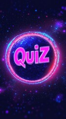 Obraz premium Quiz Time: A vibrant, neon-hued 