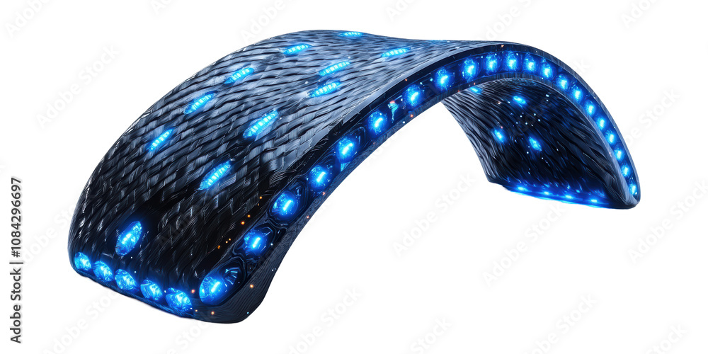 Poster illuminated tech arc isolated on transparent background.