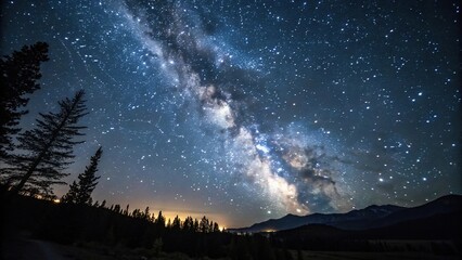 Fototapeta premium Stunning starry night with numerous glittering stars, darkness, stardust, universe, twinkling