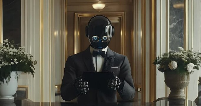 robotic concierge in a luxury hotel