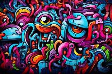 Obraz premium Abstract Graffiti Illustration Background, Graffiti Background, Graffiti Wallpaper, Graffiti Pattern, Street Art Graffiti, Graffiti Wall Background, Graffiti Digital Paper, AI Generative